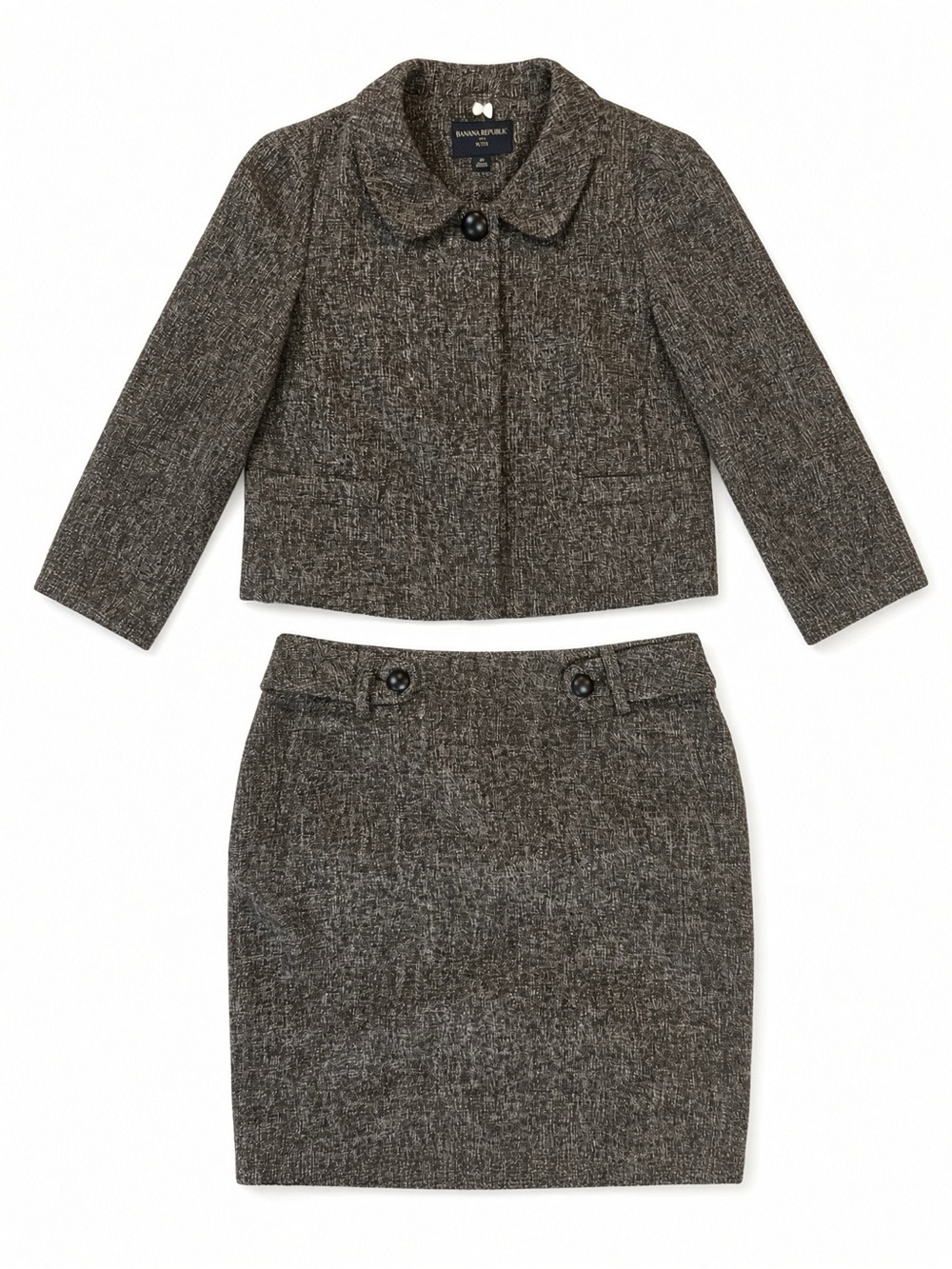 Banana Republic Vintage Tweed Wool Skirt Suit Set 4P 6P